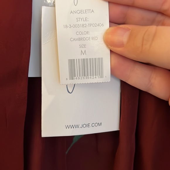 Joie 100% Silk Long Sleeve Blouse Size M, Neck Tie - Picture 8 of 9